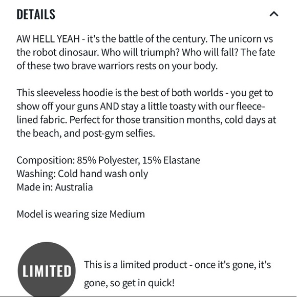 Blackmilk Hell Yeah muscle (sleeveless) hoodie. - Picture 10 of 10